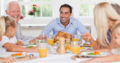 3 Tips For Celebrating Thanksgiving In Your Vacation Home Family enjoying Thanksgiving dinner together