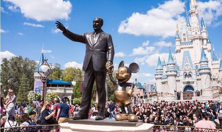 Statues of Walt Disney and Mickey Mouse at Disney World
