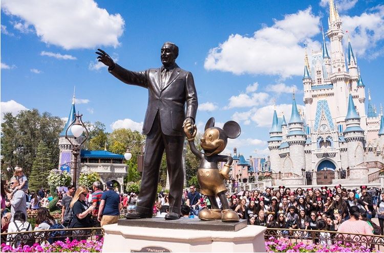 Statues of Walt Disney and Mickey Mouse at Disney World